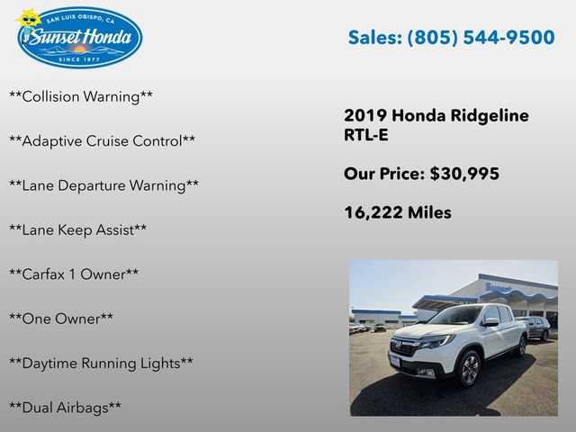 Certified 2019 Honda Ridgeline RTL-E image 10