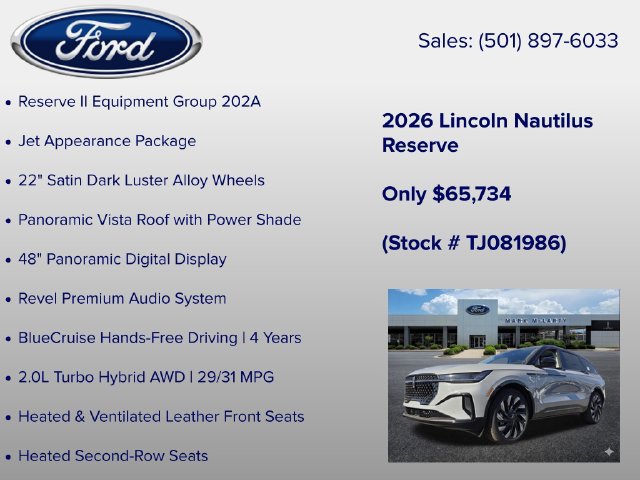 New 2026 Lincoln Nautilus Reserve w/ Jet Appearance Package AWD/4WD image 6
