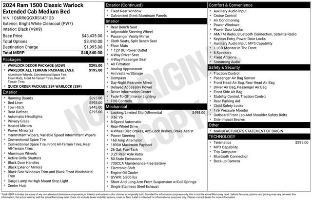 Used 2024 RAM 1500 Warlock w/ Warlock Decor Package RWD image 15
