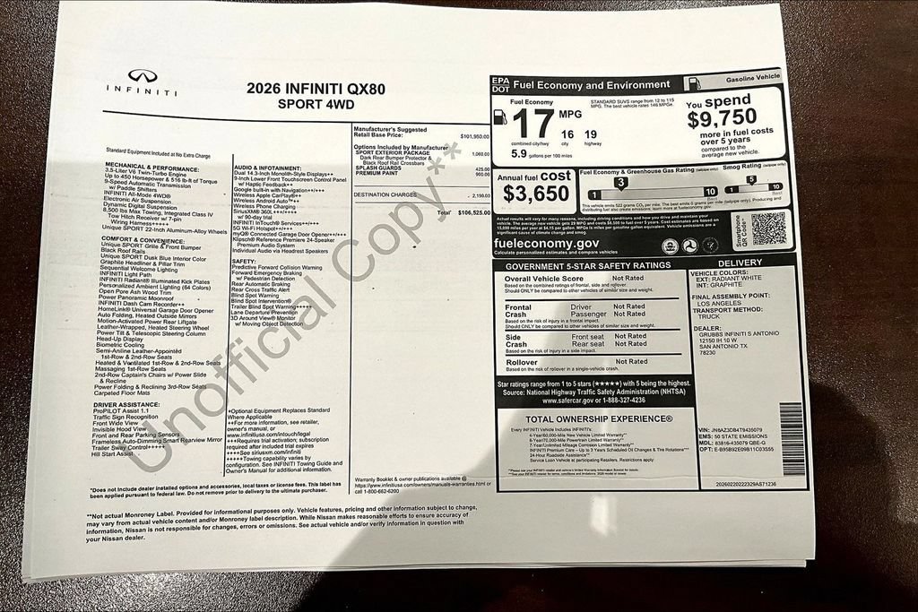 New 2026 INFINITI QX80 4WD w/ Sport Exterior Package image 46