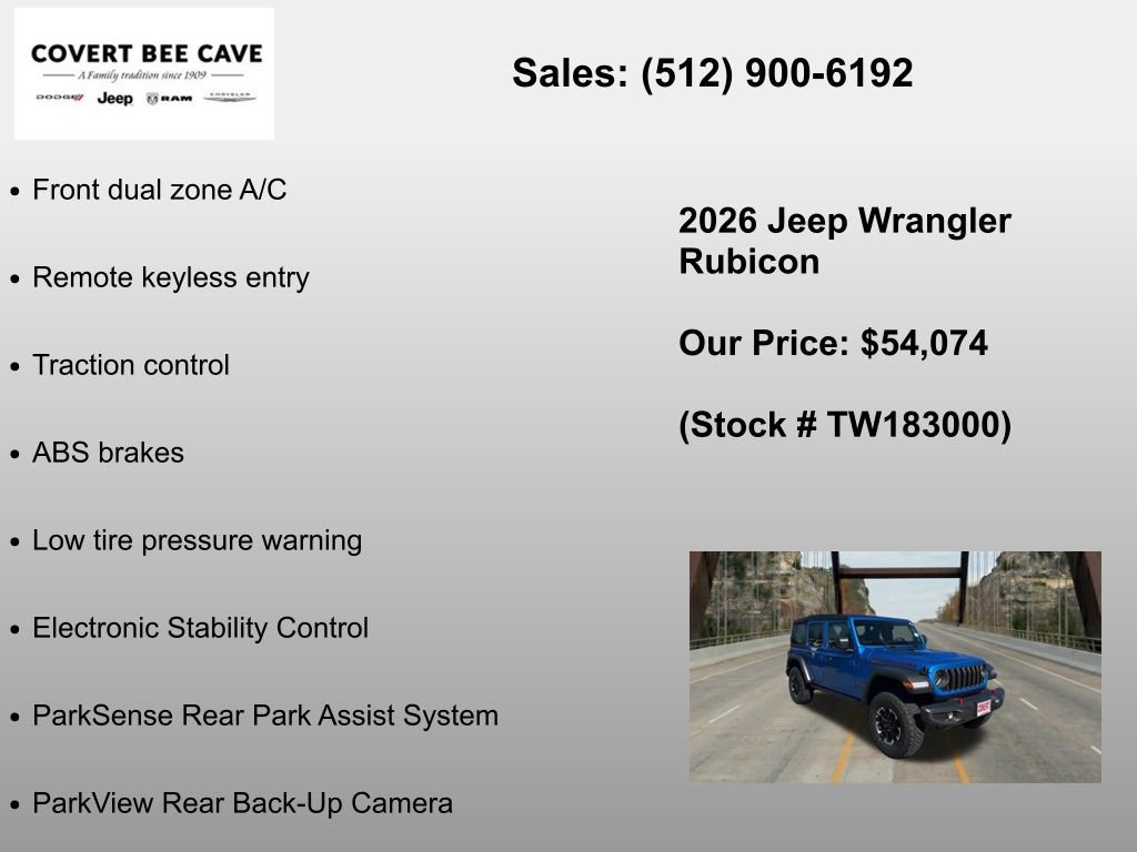 New 2026 Jeep Wrangler Unlimited Rubicon w/ Safety Group AWD/4WD image 24