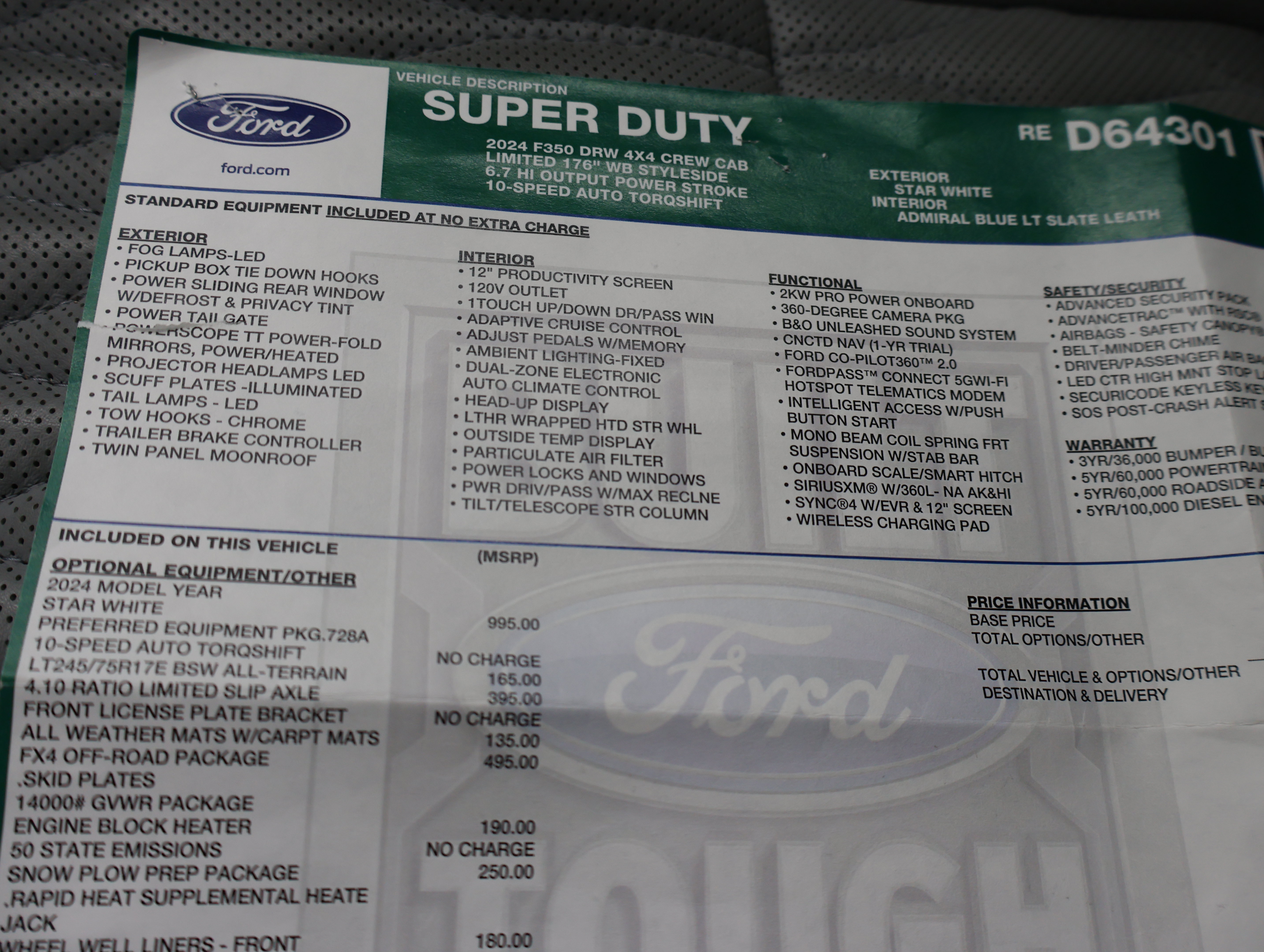 Used 2024 Ford F350 Limited w/ FX4 Off-Road Package AWD/4WD image 71