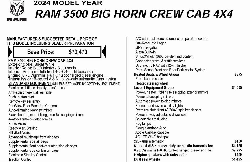 Used 2024 RAM 3500 Big Horn w/ Level 1 Equipment Group image 3
