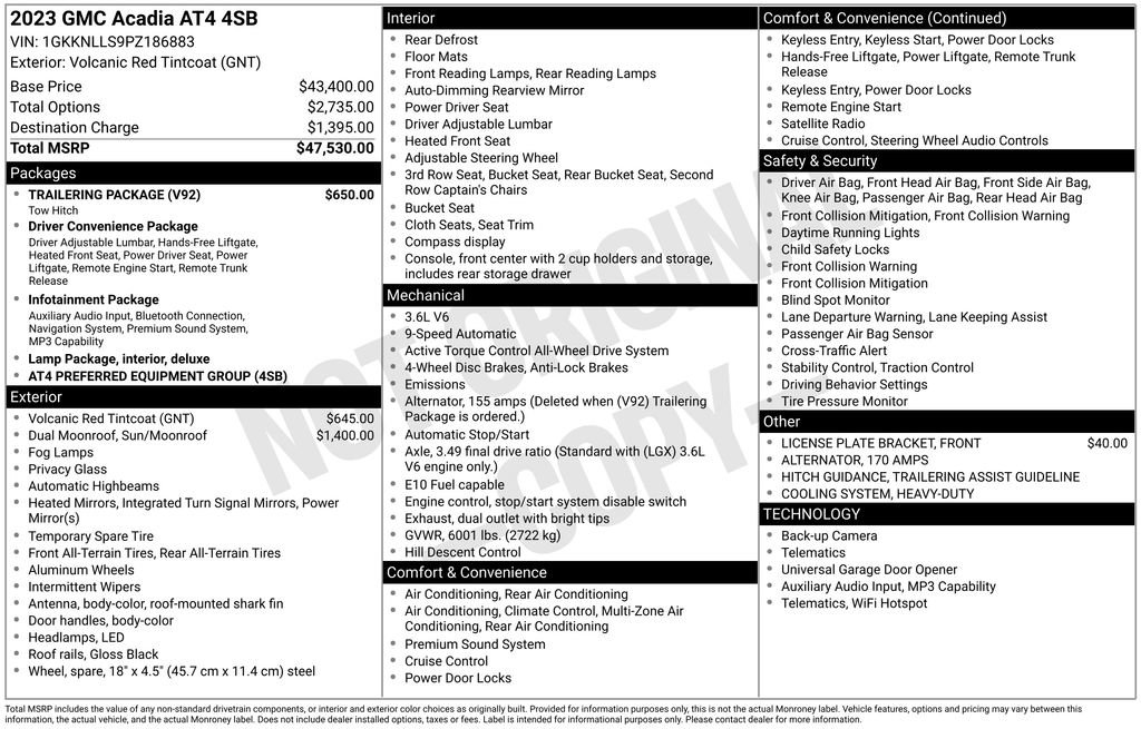 Used 2023 GMC Acadia AT4 w/ Trailering Package AWD/4WD image 42