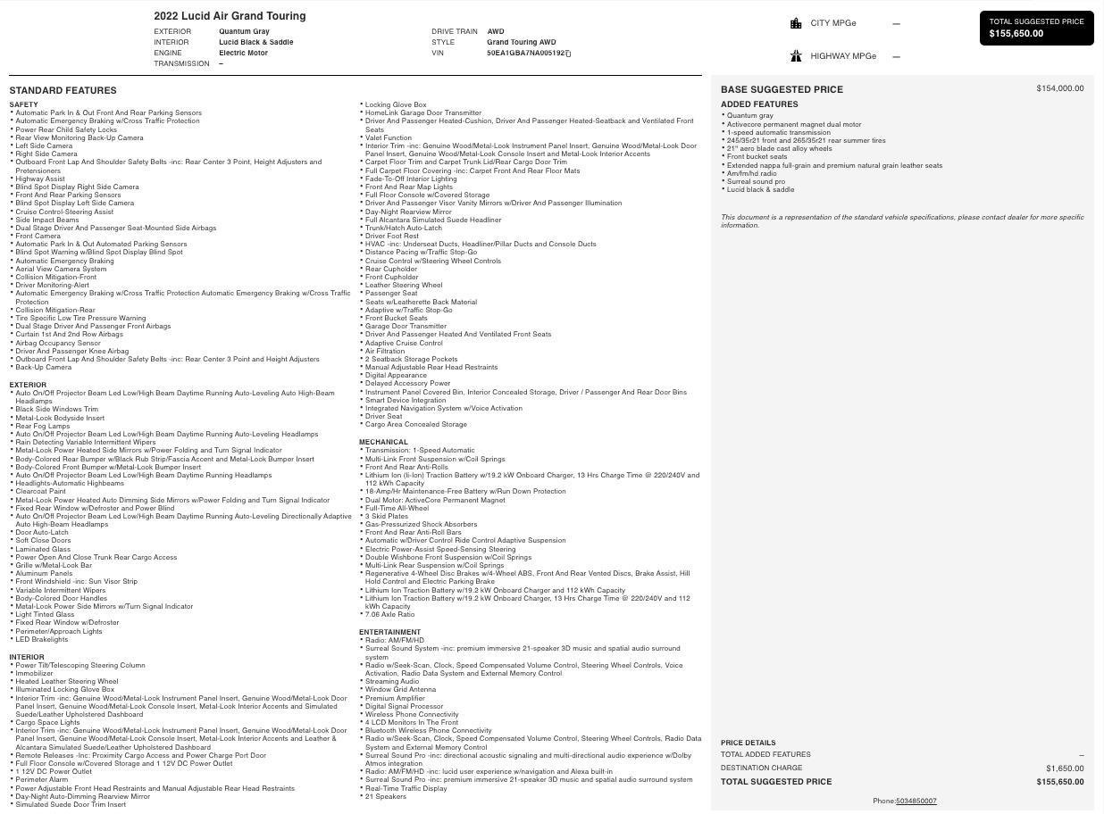 Used 2022 Lucid Air Grand Touring image 5