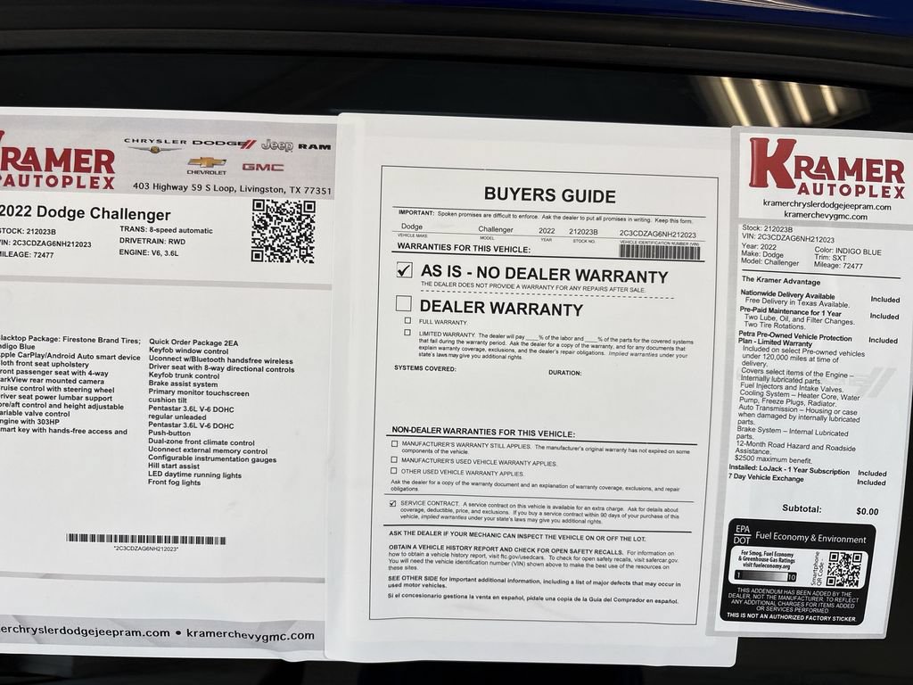 Used 2022 Dodge Challenger SXT w/ Blacktop Package RWD image 33