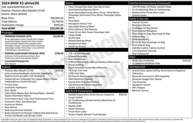 Used 2024 BMW X3 sDrive30i w/ Premium Package RWD image 44