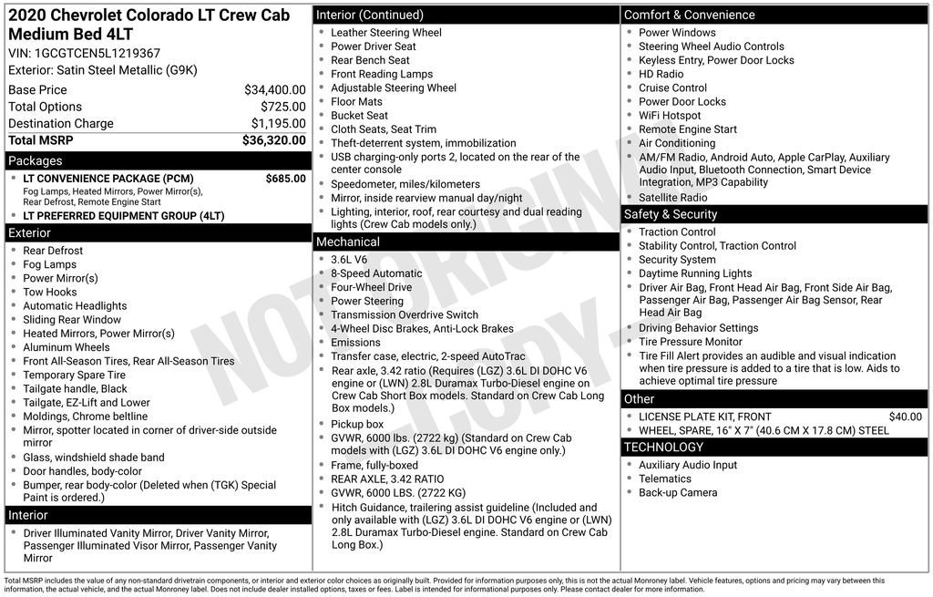 Used 2020 Chevrolet Colorado LT w/ LT Convenience Package AWD/4WD image 22