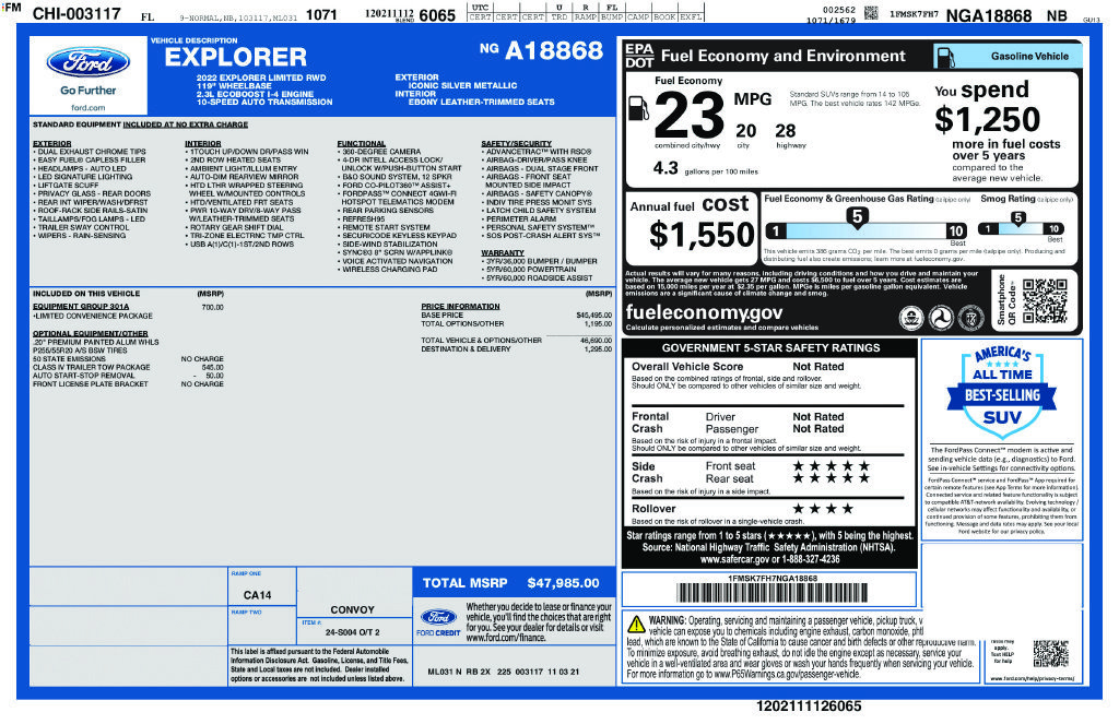 Used 2022 Ford Explorer Limited w/ Equipment Group 301A RWD image 5
