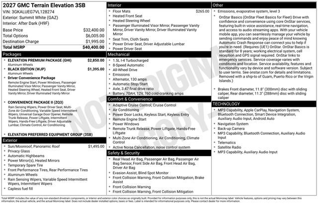 New 2027 GMC Terrain Elevation w/ Elevation Premium Package AWD/4WD image 3
