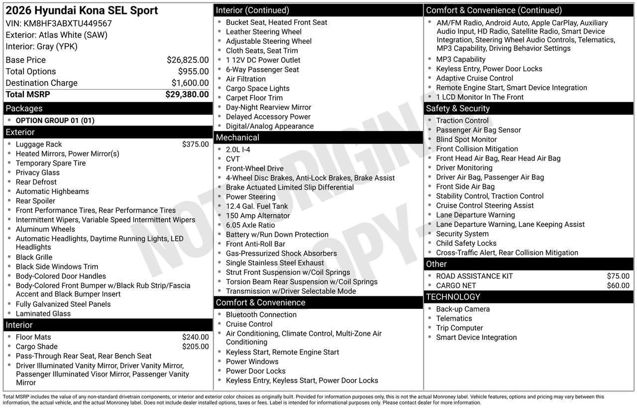 New 2026 Hyundai Kona SEL Sport FWD image 7