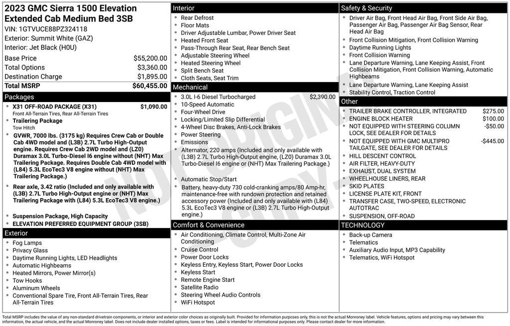 Used 2023 GMC Sierra 1500 Elevation w/ X31 Off-Road Package AWD/4WD image 23