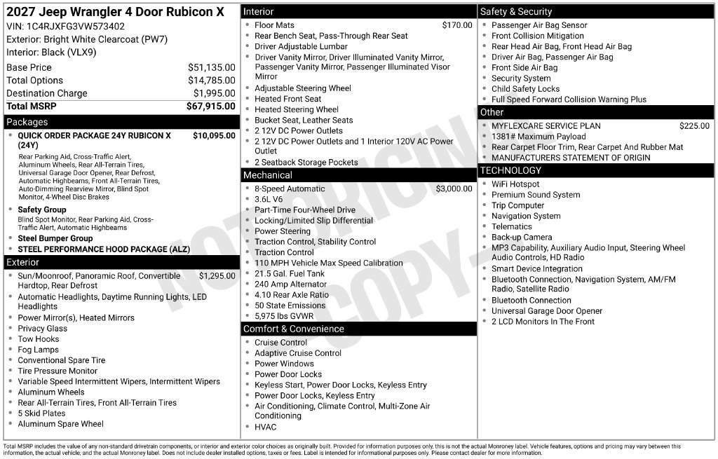 New 2027 Jeep Wrangler Unlimited Rubicon AWD/4WD image 5