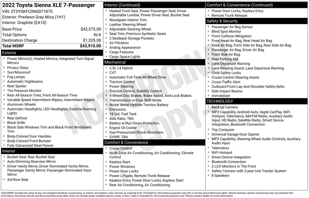 Used 2022 Toyota Sienna XLE AWD/4WD image 3