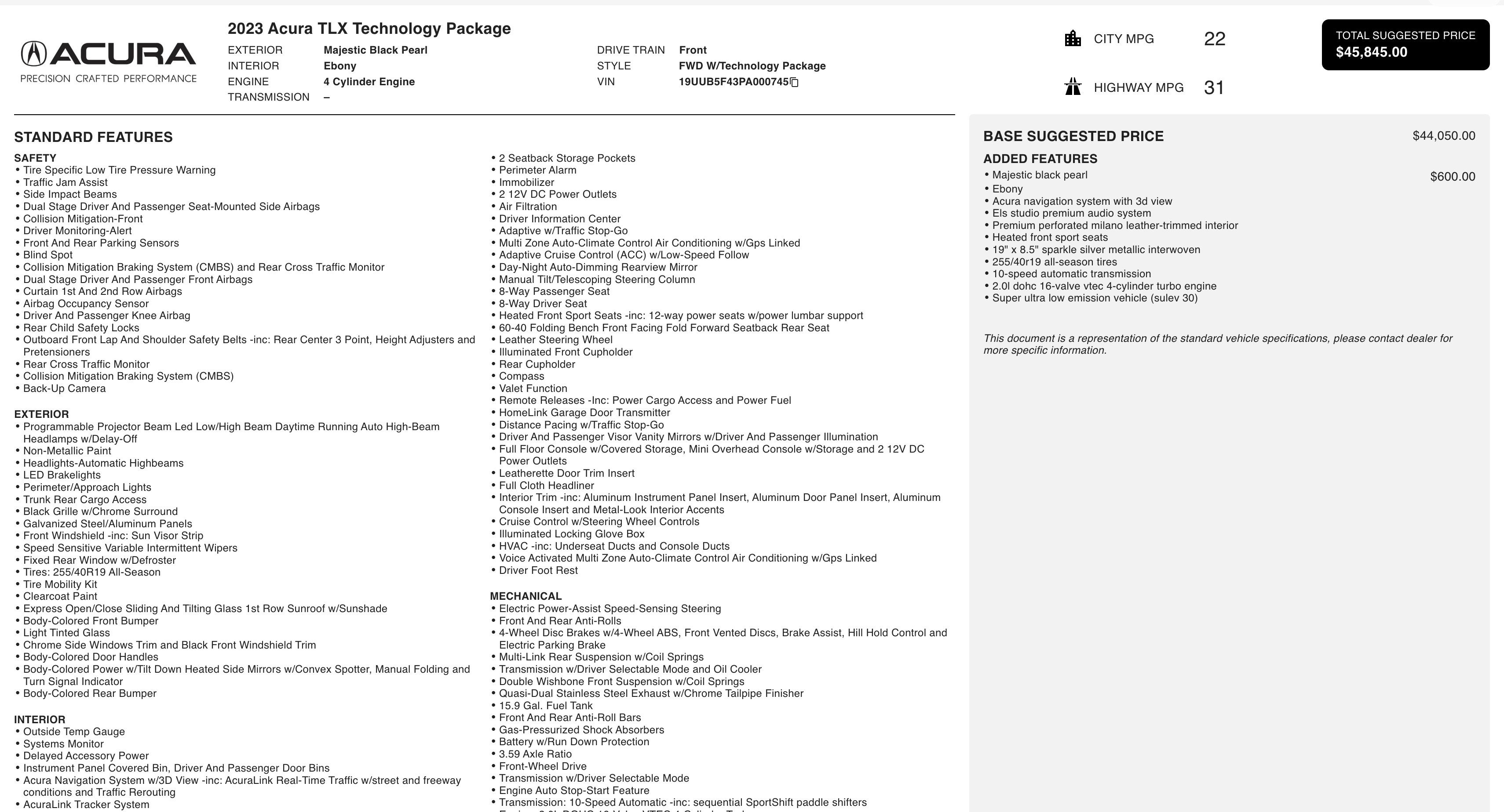Used 2023 Acura TLX w/ Technology Package image 3