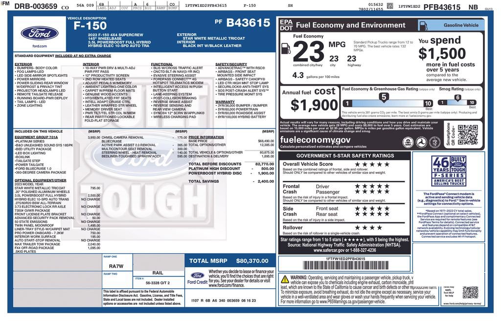 Used 2023 Ford F150 Platinum w/ Equipment Group 701A High image 37