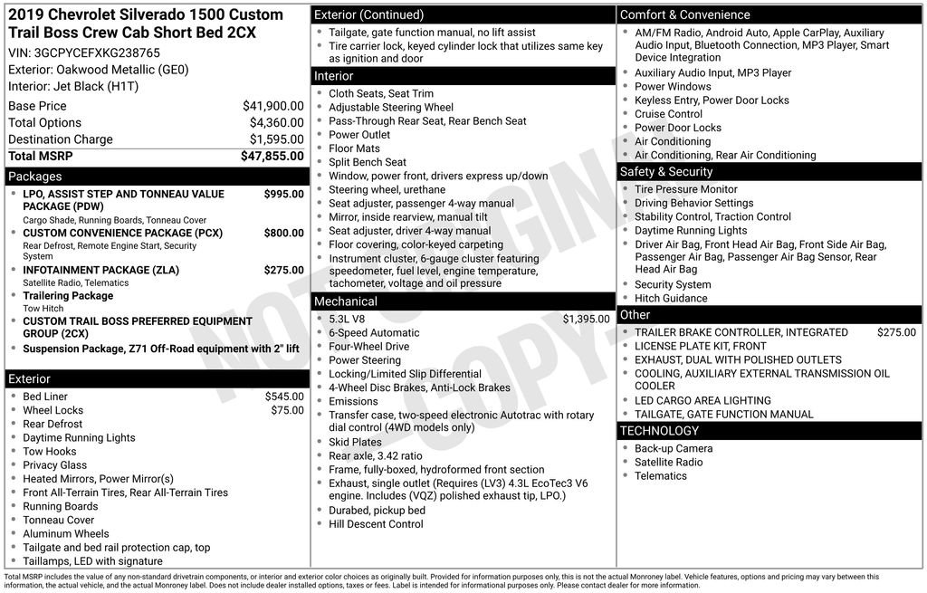 Used 2019 Chevrolet Silverado 1500 Custom Trail Boss image 3