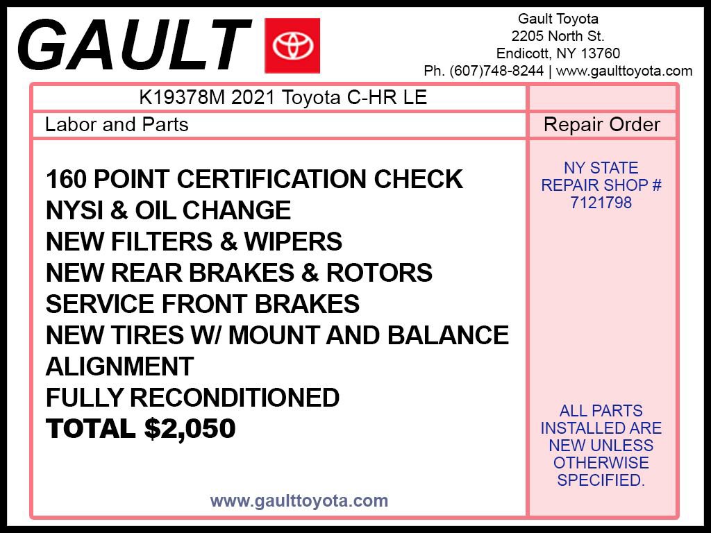Certified 2021 Toyota C-HR LE image 2