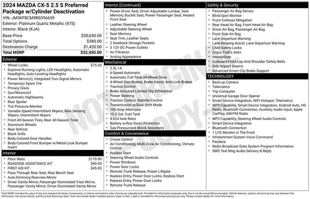 Used 2024 MAZDA CX-5 AWD 2.5 S w/ Preferred Package image 31
