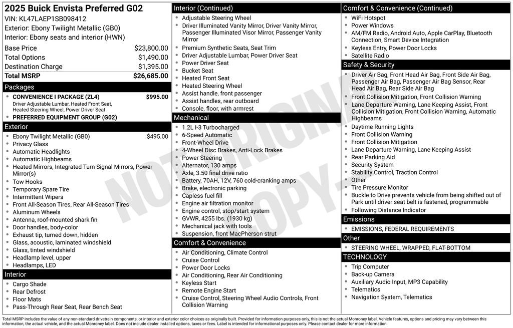New 2025 Buick Envista Preferred w/ Convenience I Package image 35
