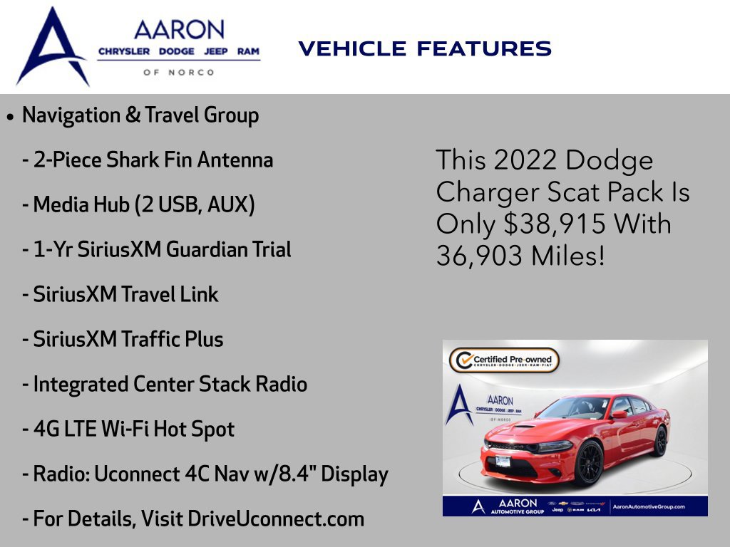 Certified 2022 Dodge Charger Scat Pack w/ Navigation & Travel Group RWD image 10