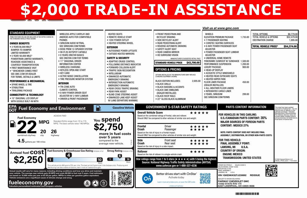 New 2026 GMC Acadia Elevation w/ Black Edition image 4