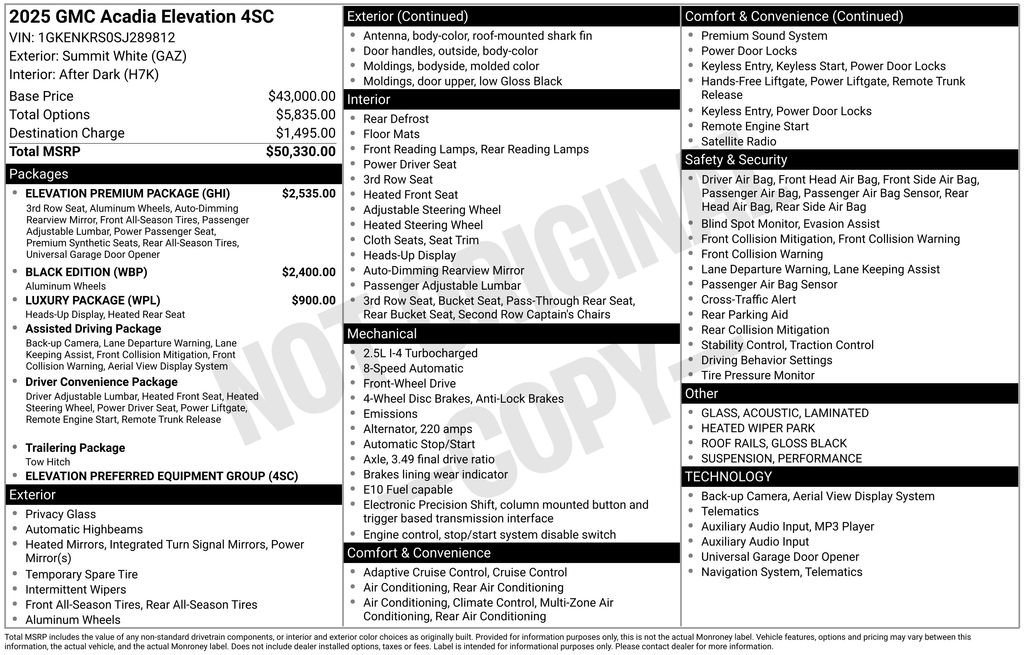 New 2025 GMC Acadia Elevation w/ Elevation Premium Package FWD image 25