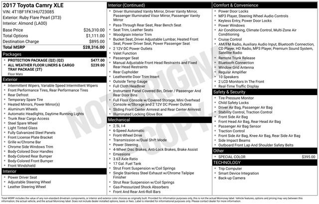 Used 2017 Toyota Camry XLE w/ Protection Package (Q2) image 21