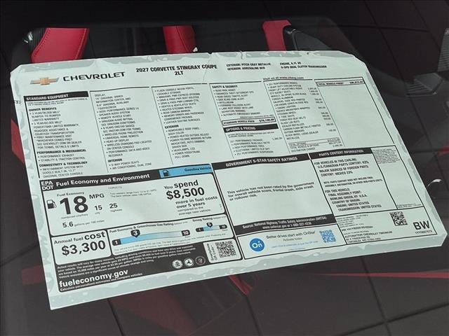 New 2027 Chevrolet Corvette Stingray Coupe w/ Z51 Performance Package RWD image 17