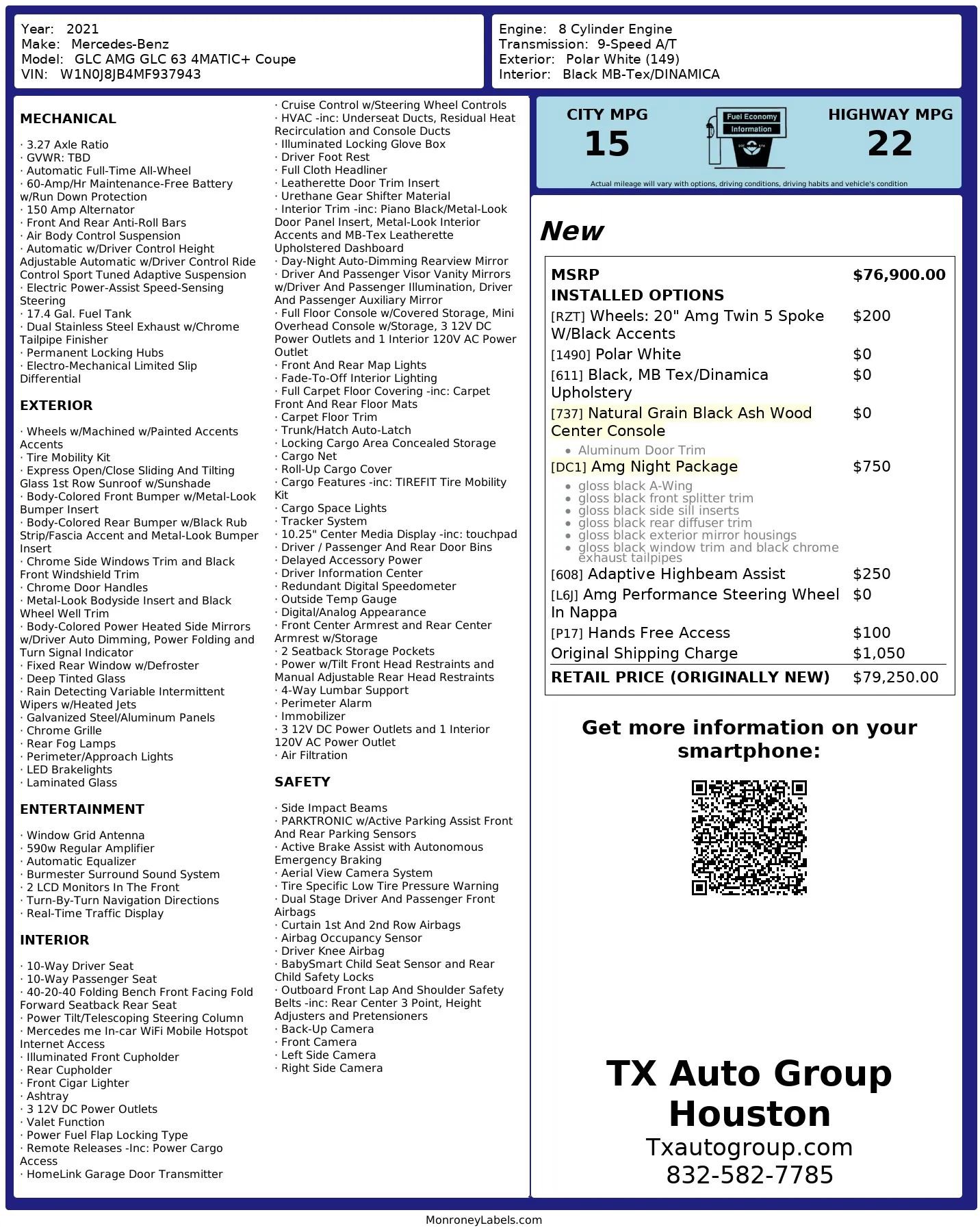 Used 2021 Mercedes-Benz GLC 63 AMG 4MATIC Coupe w/ AMG Night Package image 3