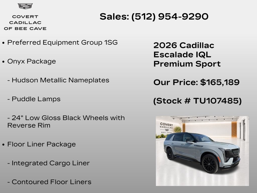 New 2026 Cadillac Escalade IQL Sport 2 w/ LPO, ONYX Package AWD/4WD image 7