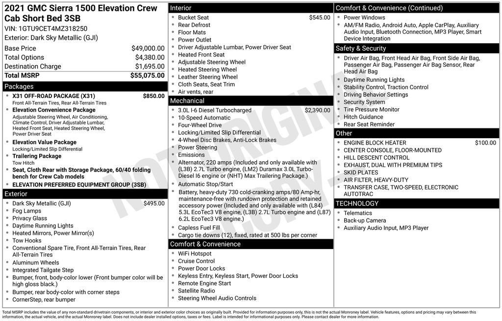 Used 2021 GMC Sierra 1500 Elevation w/ X31 Off-Road Package image 15