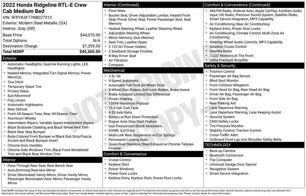 Used 2022 Honda Ridgeline RTL-E image 10