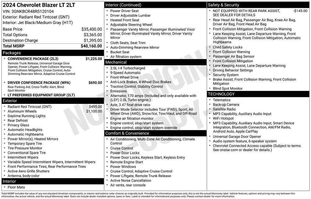 Used 2024 Chevrolet Blazer LT w/ Convenience Package FWD image 6