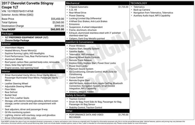 Used 2017 Chevrolet Corvette Stingray Coupe w/ 1LT image 8