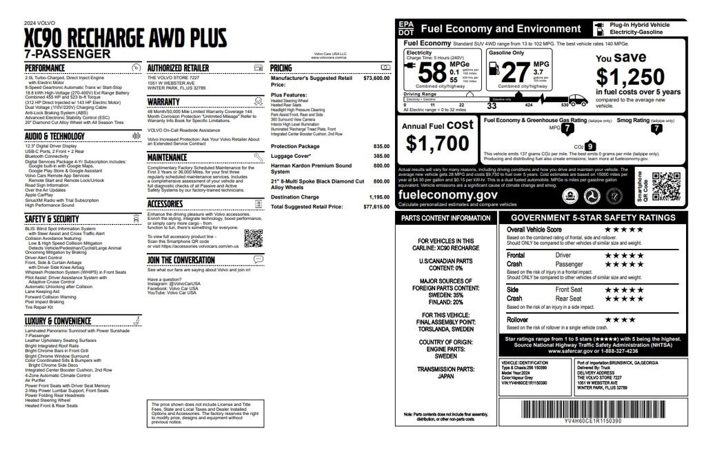 Used 2024 Volvo XC90 T8 Plus w/ Protection Package Premier image 2