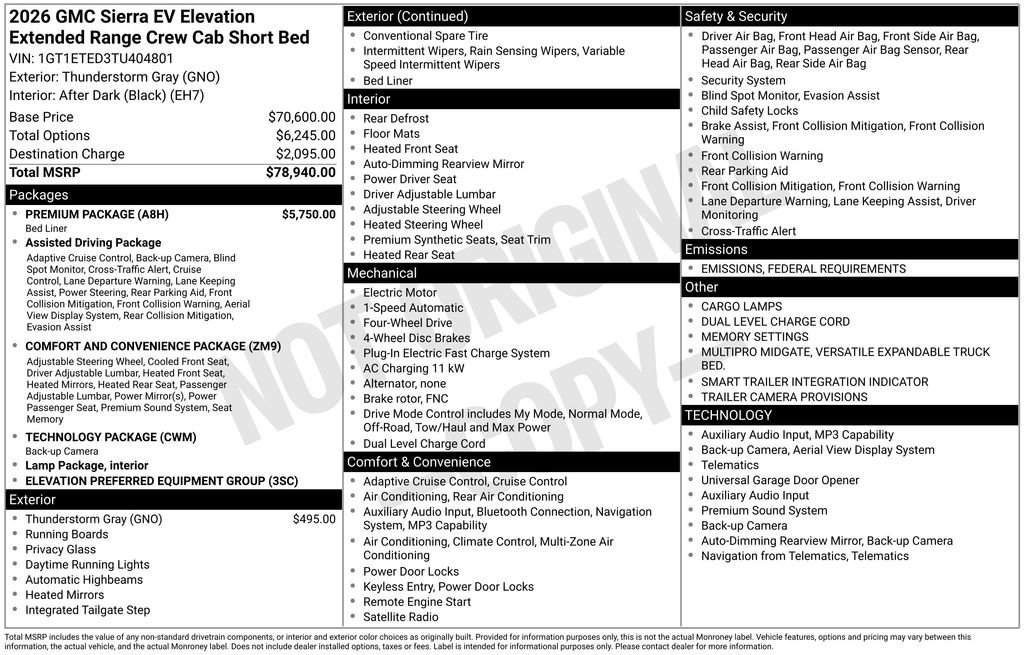 New 2026 GMC Sierra EV Elevation w/ Premium Package image 4