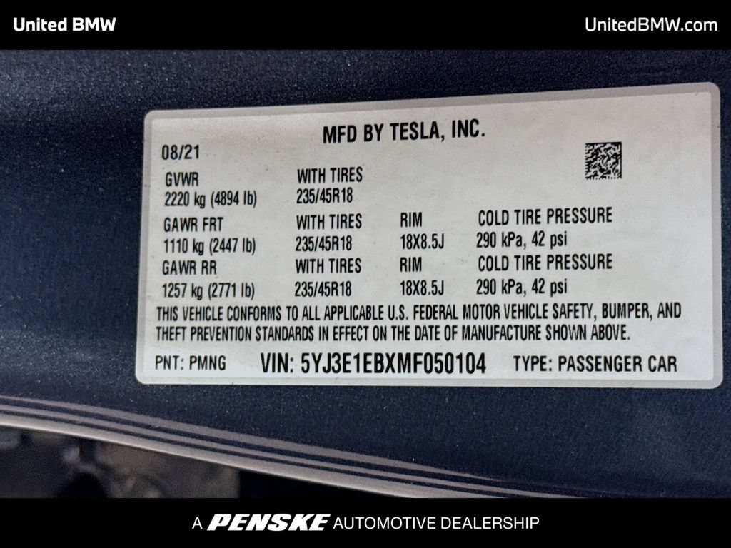 Used 2021 Tesla Model 3 Long Range AWD/4WD image 15