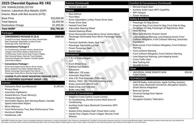 Certified 2025 Chevrolet Equinox RS w/ Convenience Package III FWD image 25
