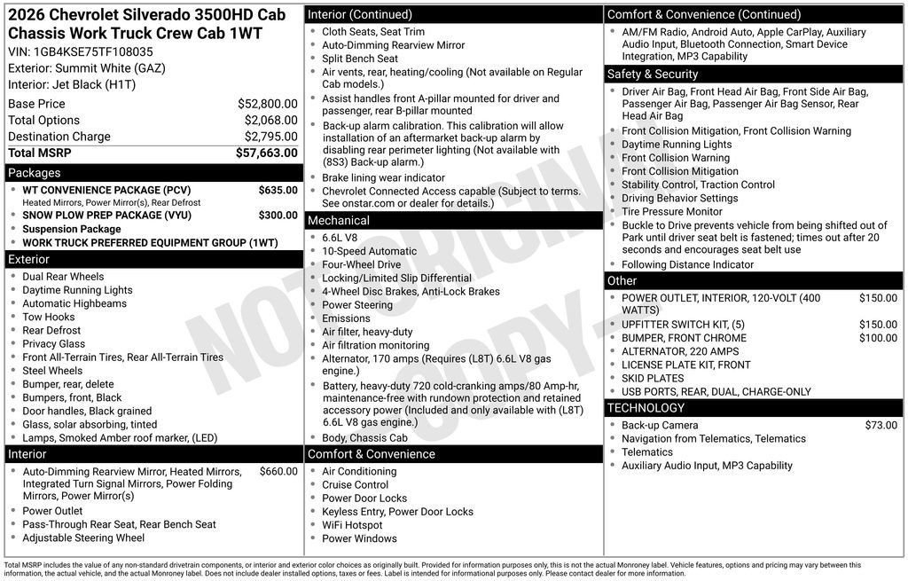 New 2026 Chevrolet Silverado 3500 W/T w/ WT Convenience Package AWD/4WD image 25