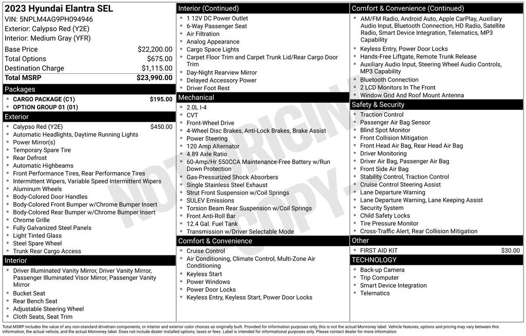 Used 2023 Hyundai Elantra SEL w/ Cargo Package image 32