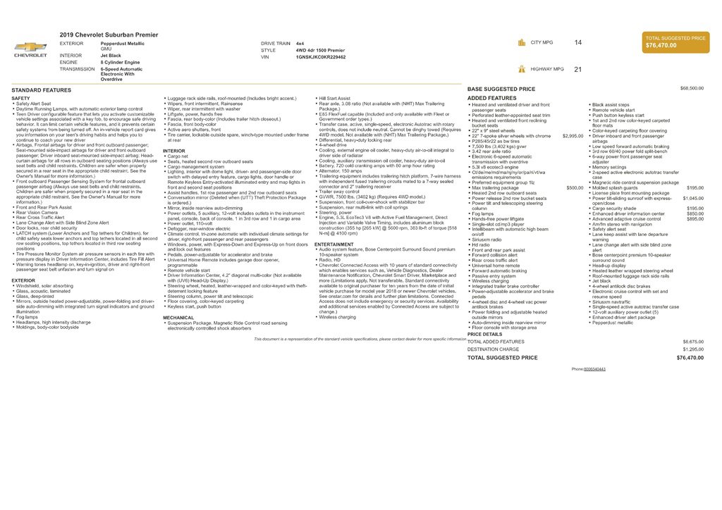 Used 2019 Chevrolet Suburban Premier w/ Max Trailering Package image 9