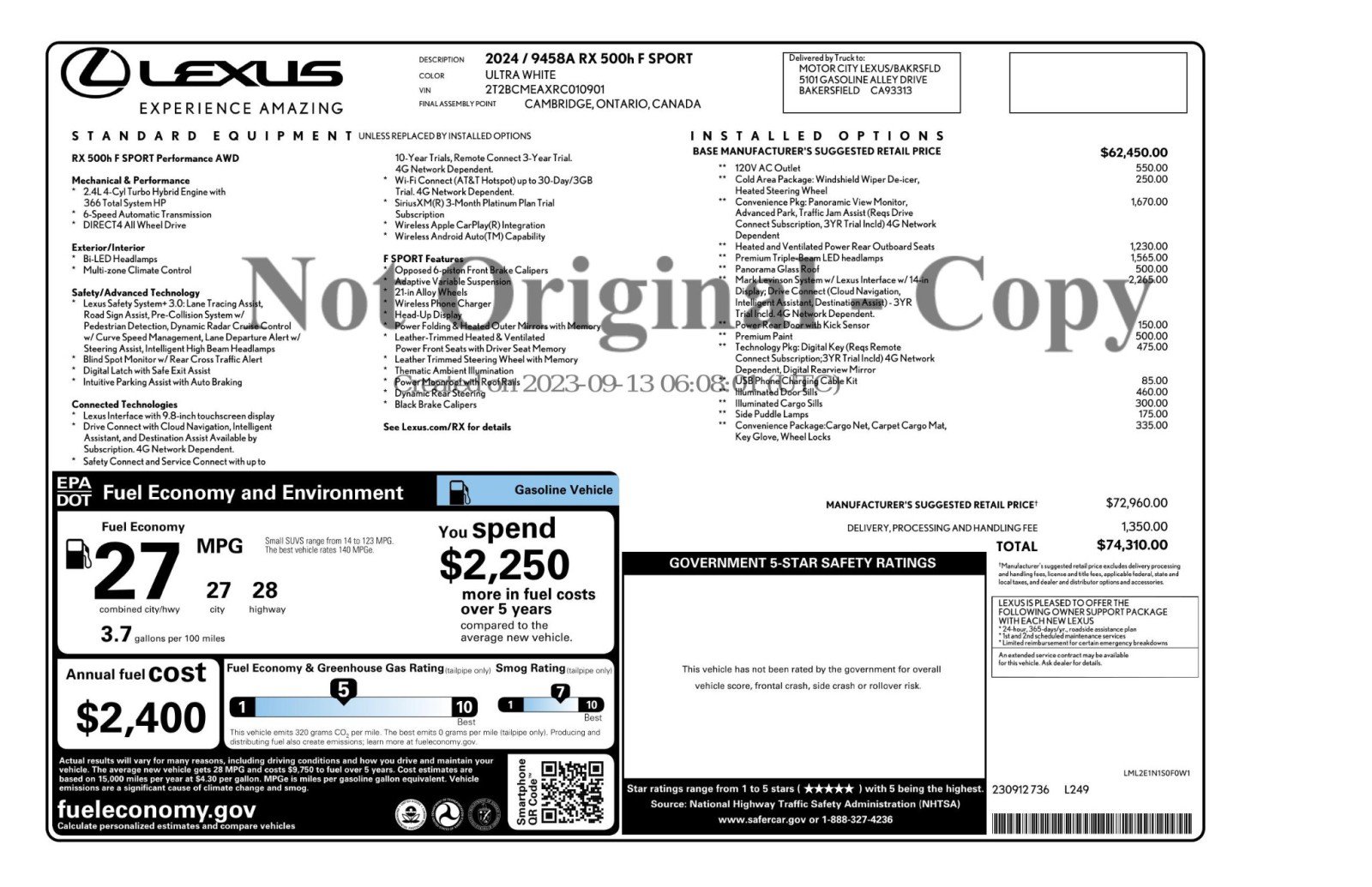 Used 2024 Lexus RX 500h F Sport w/ Convenience Package AWD/4WD image 56