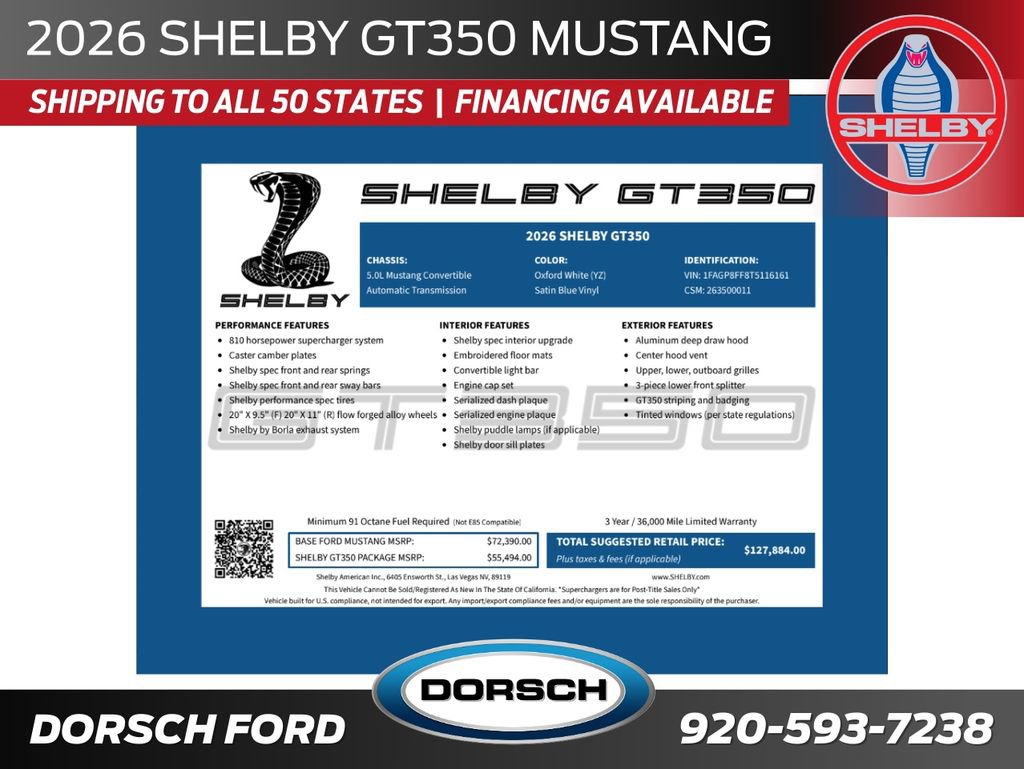 New 2026 Ford Mustang GT Premium w/ GT Performance Package RWD image 2