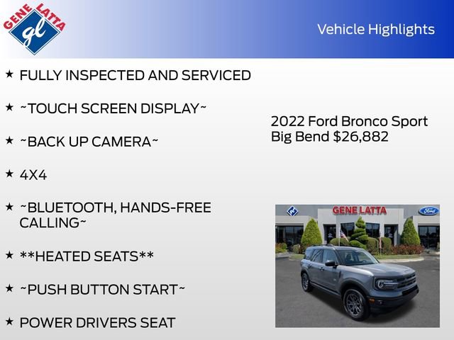 Certified 2022 Ford Bronco Sport Big Bend w/ Convenience Package image 32