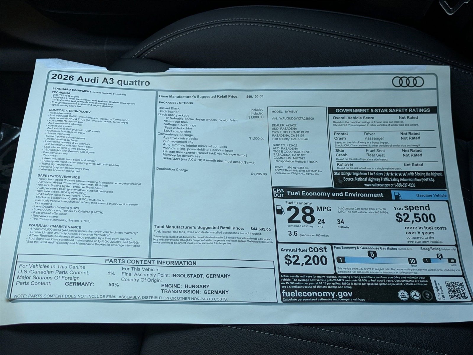 New 2026 Audi A3 2.0T Premium image 18