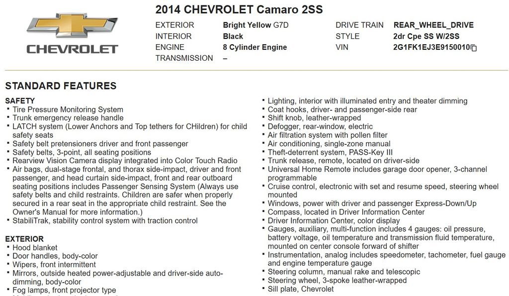 Used 2014 Chevrolet Camaro SS w/ RS Package image 16