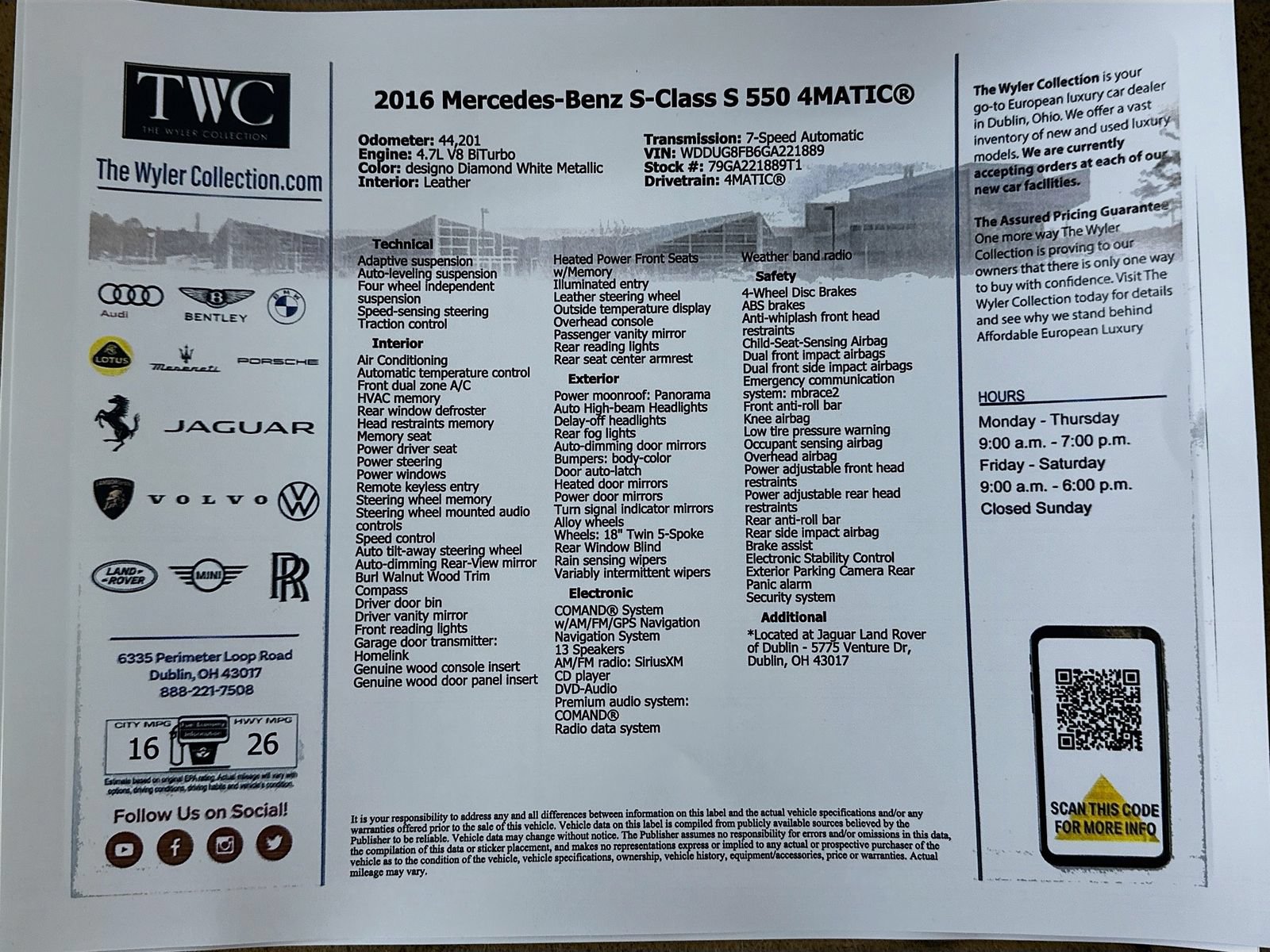 Used 2016 Mercedes-Benz S 550 4MATIC Sedan image 45