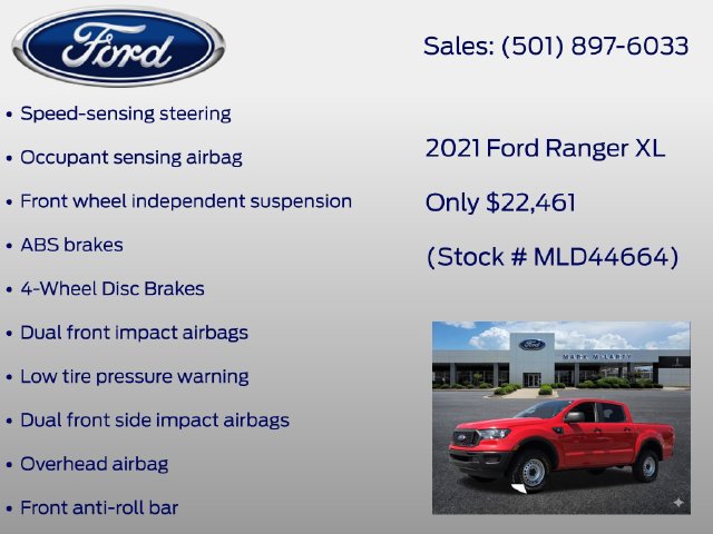 Certified 2021 Ford Ranger XL w/ Equipment Group 101A High RWD image 13