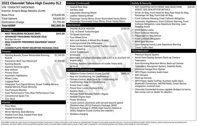 Certified 2022 Chevrolet Tahoe High Country w/ Max Trailering Package AWD/4WD image 13